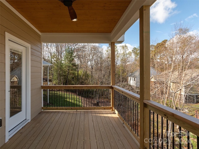 deck featuring ceiling fan