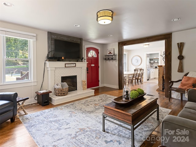 living room with hardwood / wood-style floors