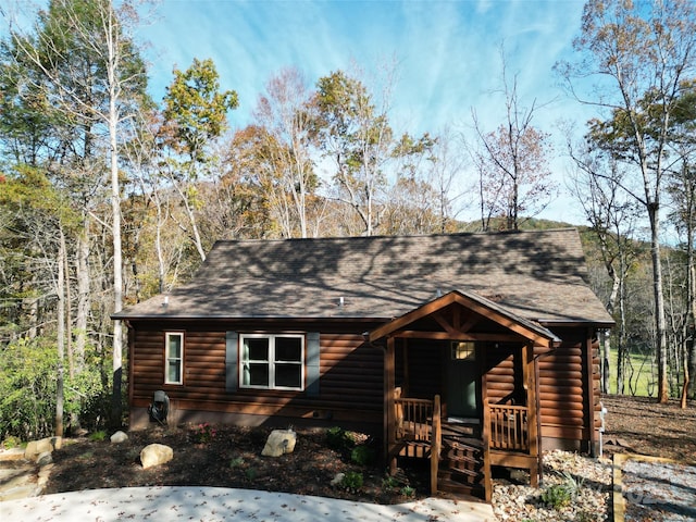 cabin with covered porch