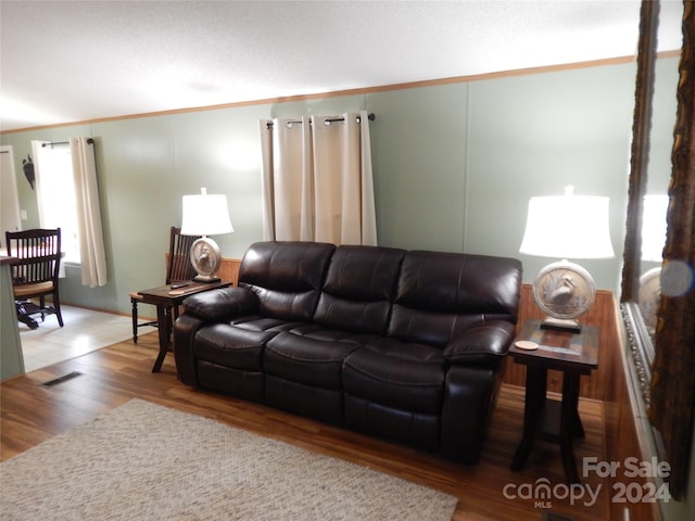 living room with hardwood / wood-style floors