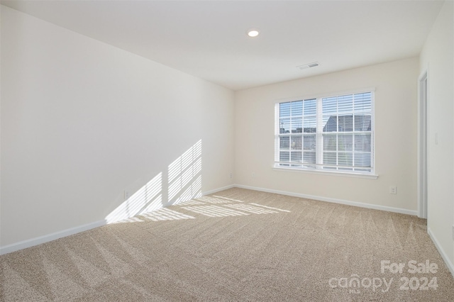 spare room featuring light carpet