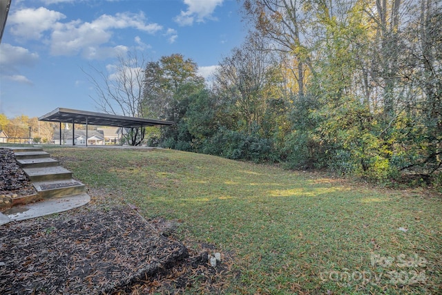 view of yard with a carport