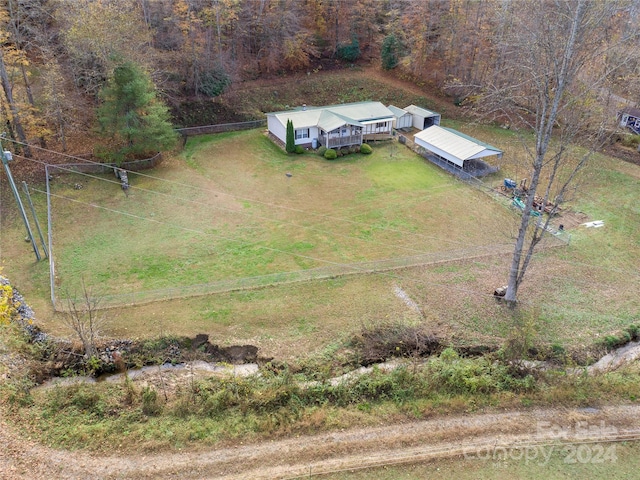 aerial view featuring a rural view