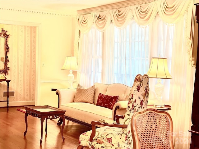 living area featuring hardwood / wood-style flooring