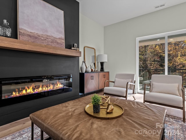 living room with wood-type flooring