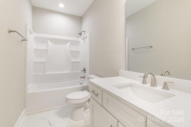 full bathroom with vanity, shower / bathing tub combination, and toilet