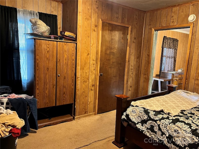 210 Lincoln St, Albemarle, NC 28001 - carpeted bedroom with wood walls