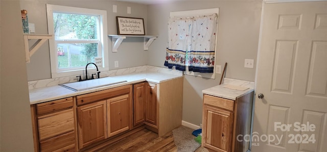 kitchen featuring hardwood / wood-style floors and sink