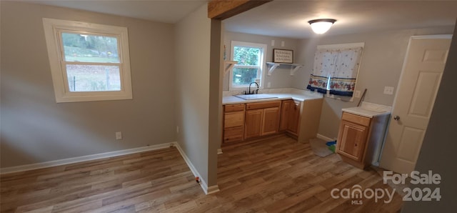 kitchen featuring sink and light hardwood / wood-style flooring