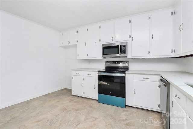 kitchen featuring white cabinetry and stainless steel appliances