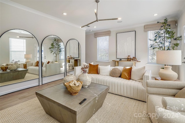 1909 Galloway Rd Lot 46, Charlotte, NC 28262 - living area with wood finished floors, recessed lighting, and crown molding