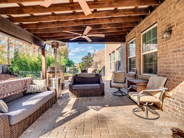 view of patio / terrace featuring outdoor lounge area and a ceiling fan