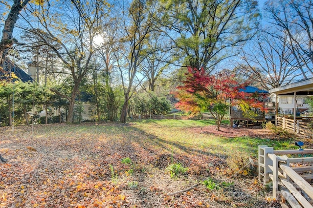 view of yard with a deck