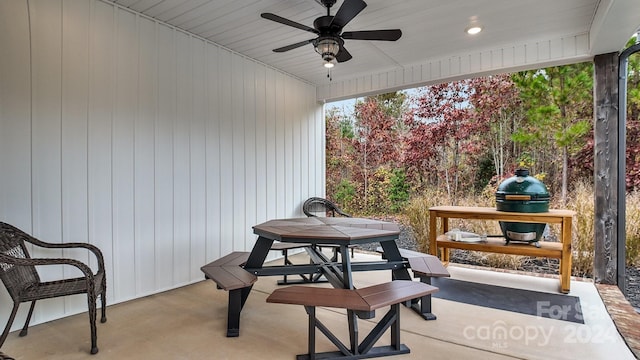 view of patio / terrace featuring ceiling fan