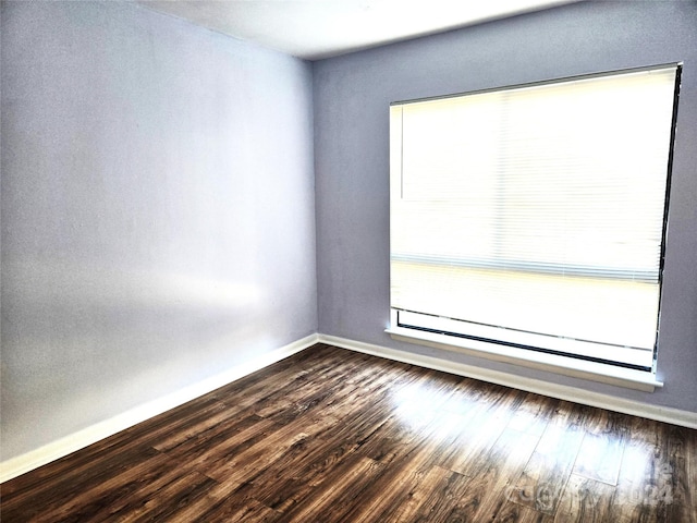 unfurnished room featuring dark wood-type flooring