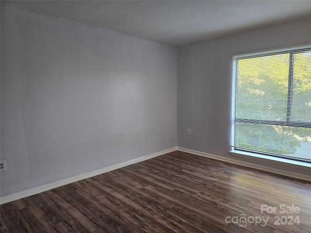 spare room with dark wood-type flooring