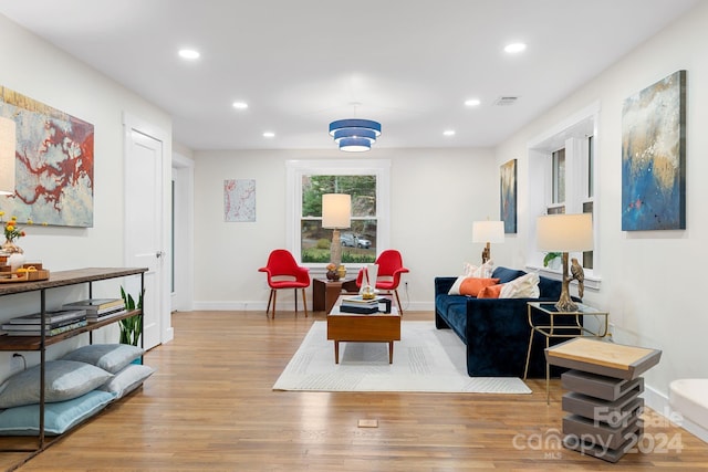 living room featuring light hardwood / wood-style floors