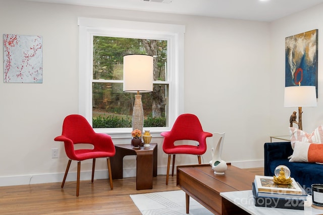 sitting room featuring wood-type flooring