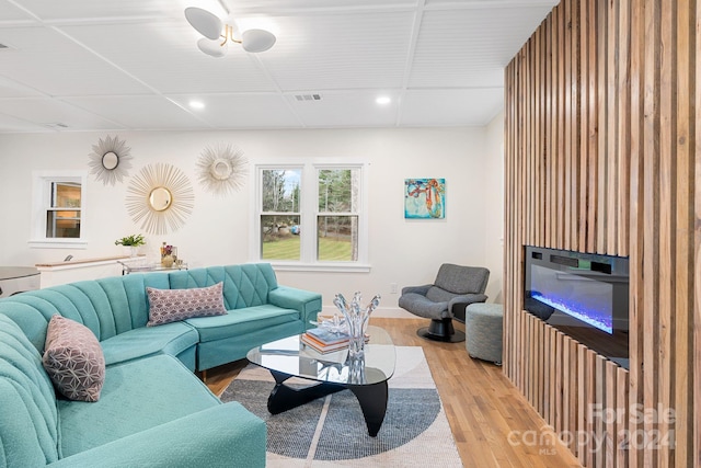 living room with light wood-type flooring