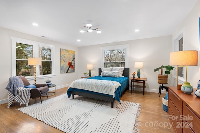 bedroom featuring light hardwood / wood-style floors