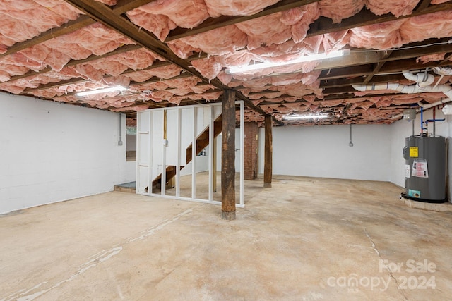 basement with electric water heater