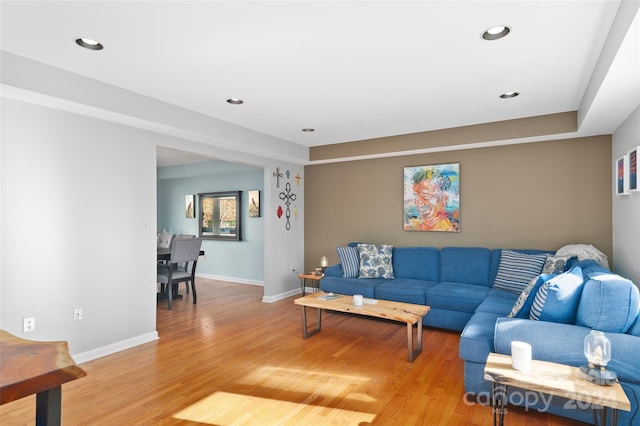 living room with hardwood / wood-style flooring