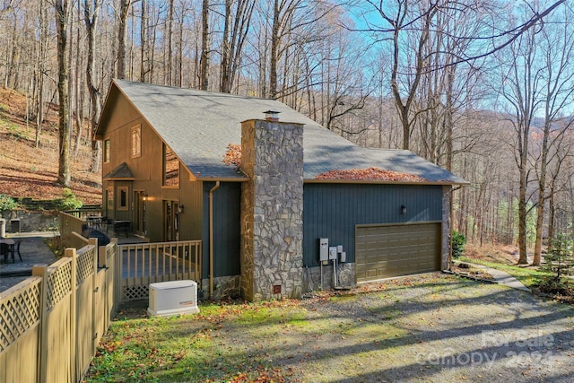 exterior space featuring a garage