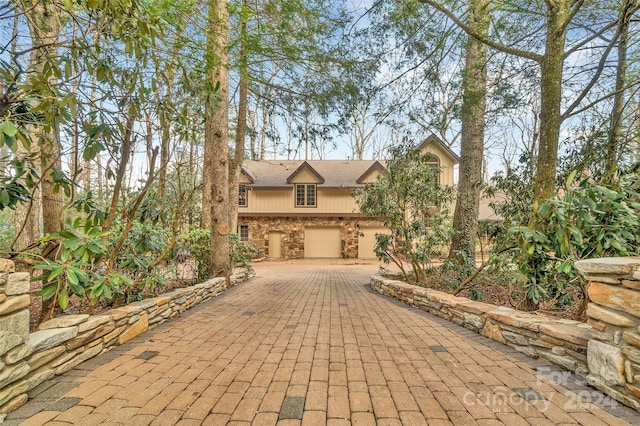 view of front of house with a garage