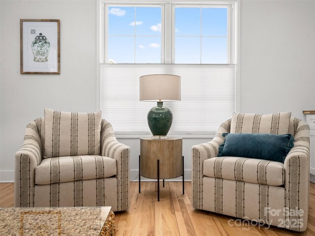 living area featuring light wood-style floors