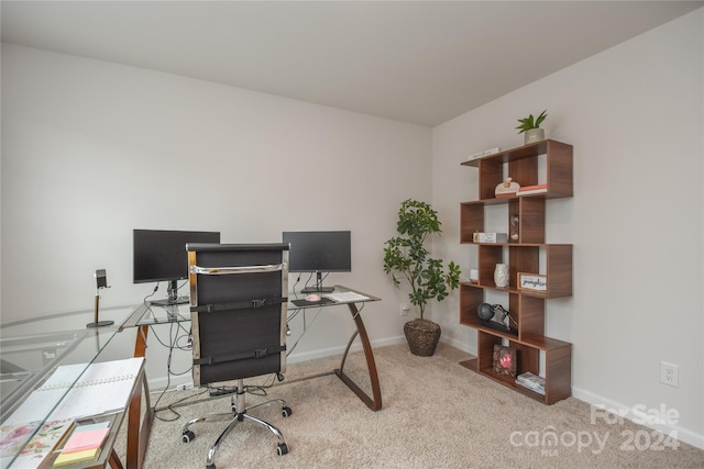 view of carpeted office space