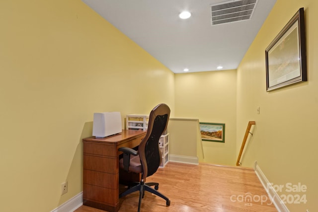 office space featuring light wood-type flooring