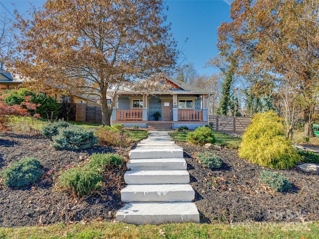 view of front of home with covered porch