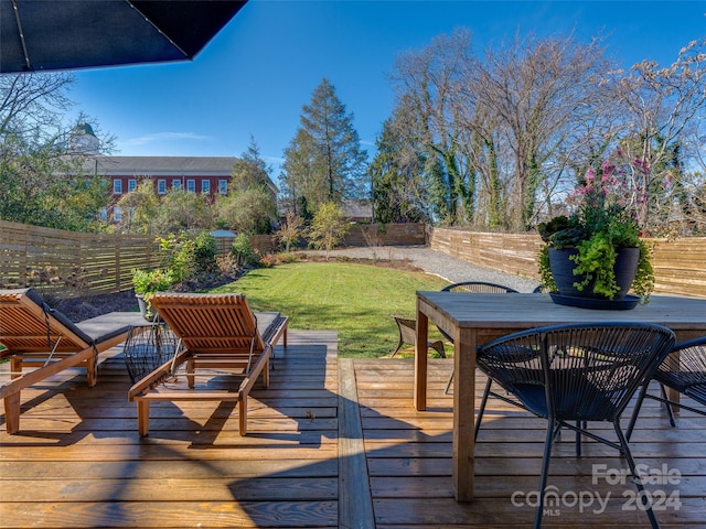 wooden deck with a yard