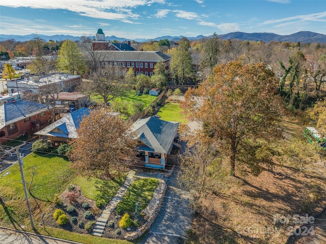 bird's eye view with a mountain view