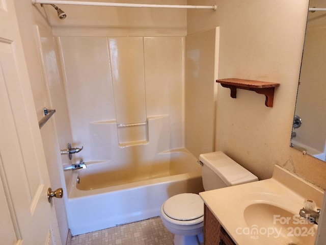 full bathroom featuring vanity, toilet, and shower / bathing tub combination