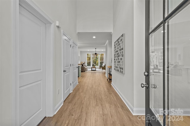 hall featuring light hardwood / wood-style floors