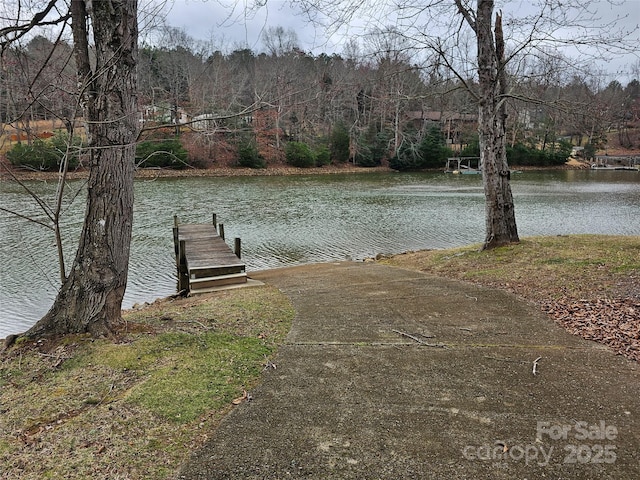 view of dock featuring a water view