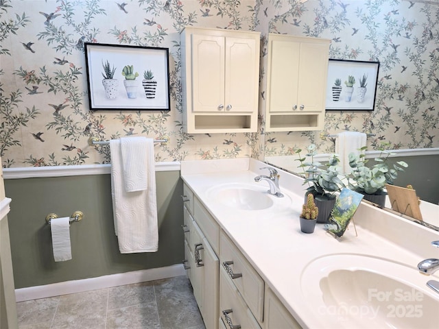 bathroom featuring vanity and tile patterned floors