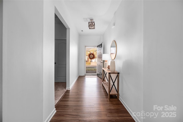 hall featuring dark hardwood / wood-style floors