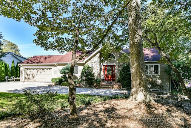 view of front of house with a garage