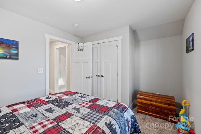 bedroom with a closet and carpet