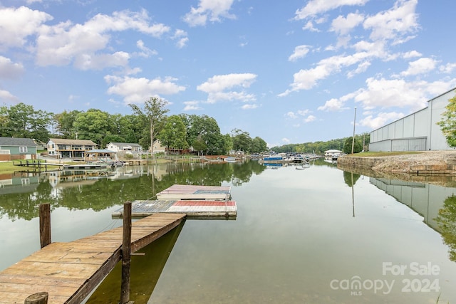 dock area with a water view