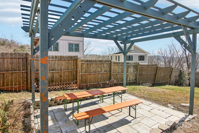 view of patio featuring a pergola