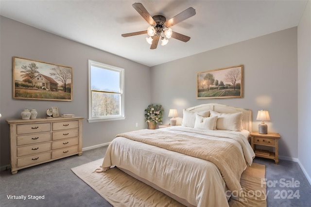 bedroom with carpet and ceiling fan