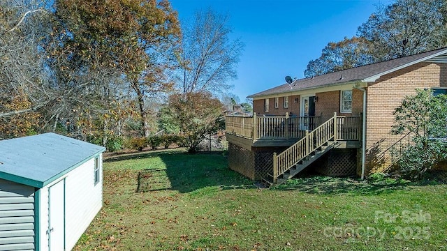 view of yard featuring a deck