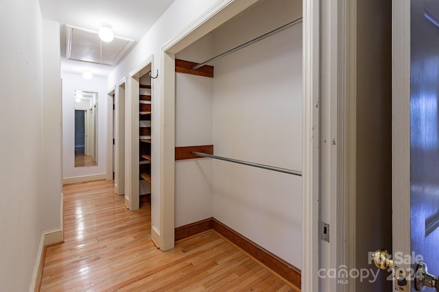 hall featuring light hardwood / wood-style flooring