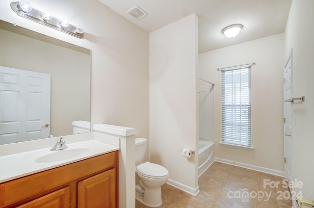 bathroom featuring tile patterned flooring, vanity, and toilet