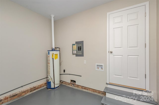 utilities with electric panel and gas water heater