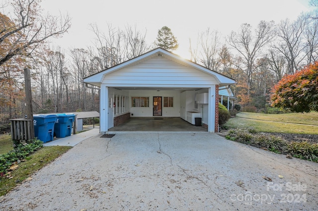 garage with a carport