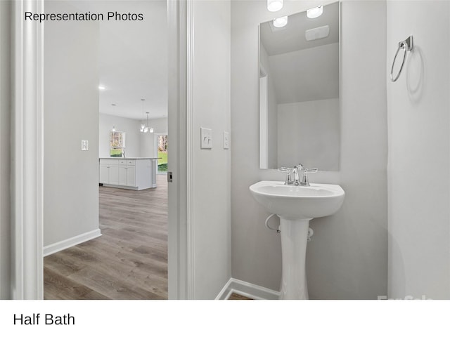 204 Lake George Dr, Shelby, NC 28152 - bathroom featuring wood finished floors and baseboards
